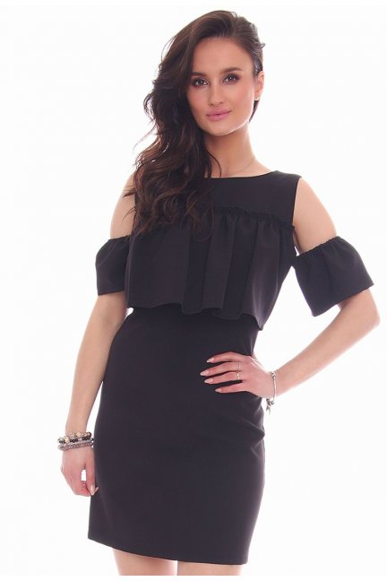 Sukienka mini falbanka CM577 czarna