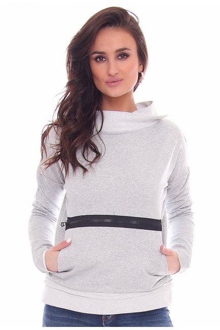 Bluza modna z suwakiem CM330 szara