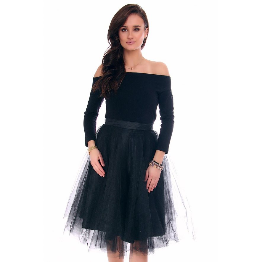 Sukienka tiulowa z koła CM379 czarna