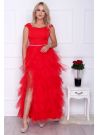 Sukienka elegancka maxi falbanki czerwona