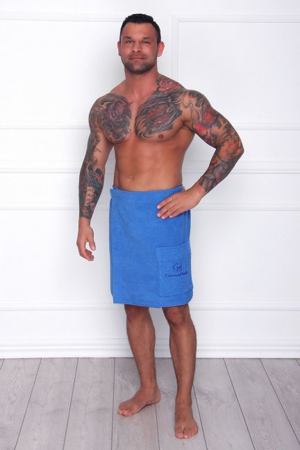 Kilt męski do sauny ręcznik niebieski