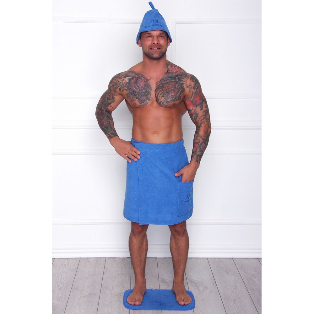 Dywanik bawełniany do sauny niebieski