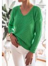 Sweter oversize wycięty dekolt zielony