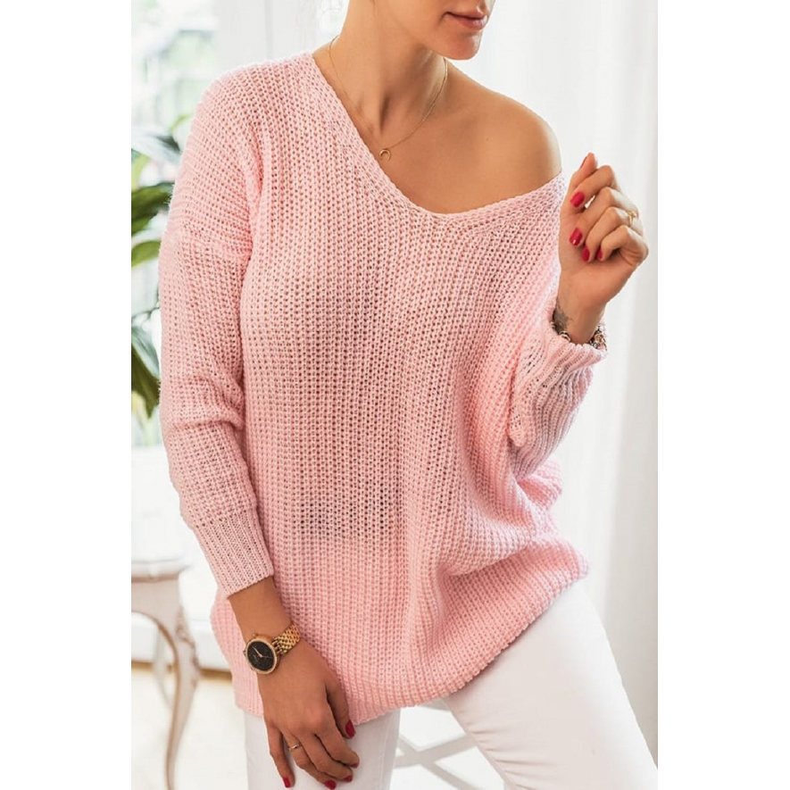 Sweter damski modny oversize różowy
