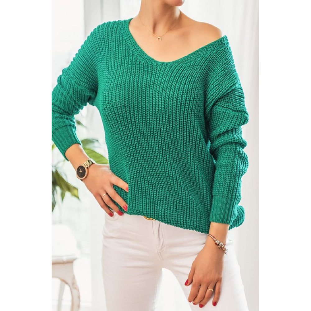 Sweter damski modny oversize zielony
