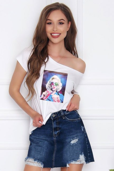 T-shirt damski bawełna Marilyn biały