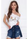 Bluzka damska nadruk Bicycle biała