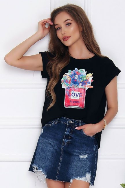 T-shirt bluzka damska Love czarna