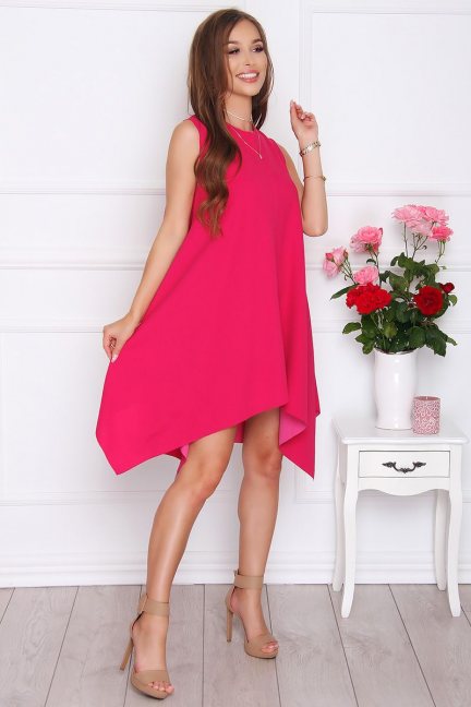 Modna sukienka asymetryczna różowa