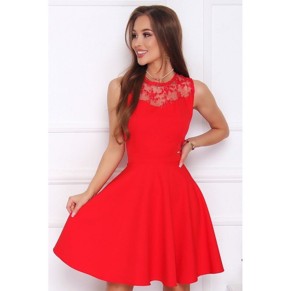 Sukienka rozkloszowana CM285 czerwona
