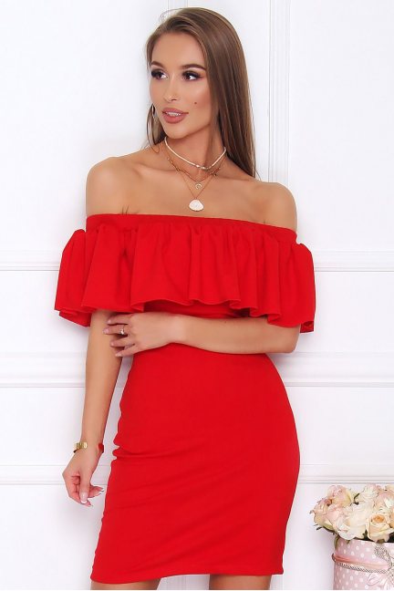 Sukienka hiszpanka mini CM579 czerwona