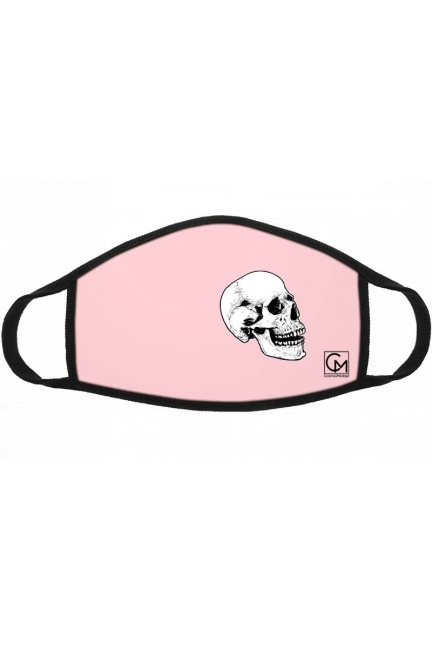 Maska bawełniana nadruk czaszki różowa