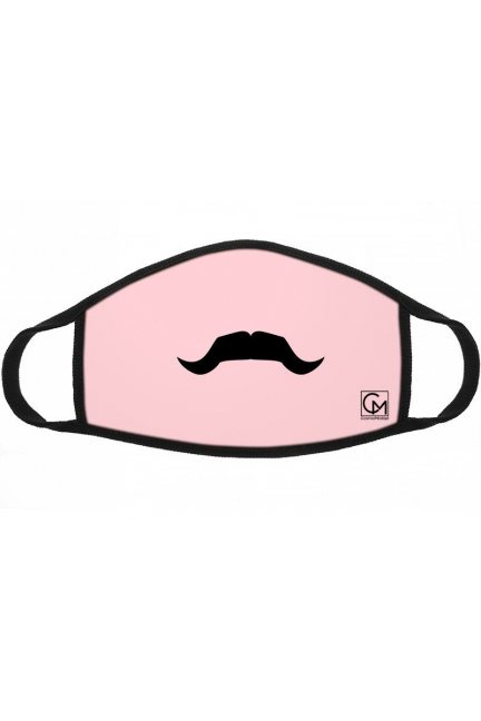 Maska ochronna nadruk wąsy różowa