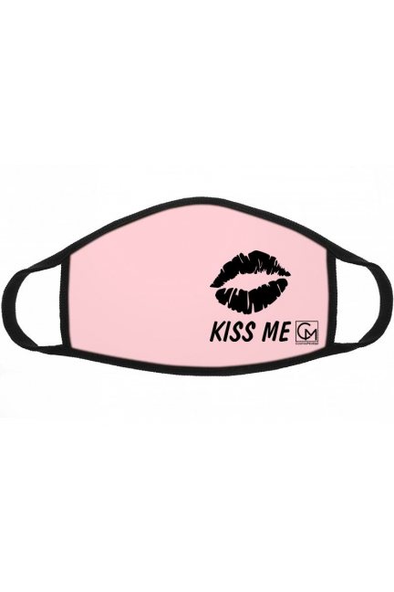 Maska bawełniana napis KISS ME różowa