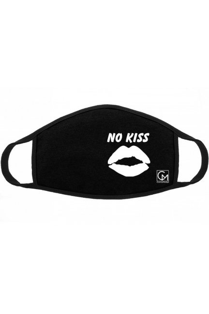 Maska bawełniana napis NO KISS czarna