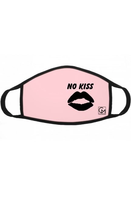 Maska bawełniana napis NO KISS różowa