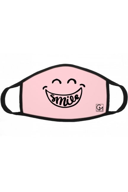 Maska bawełniana nadruk SMILE różowa