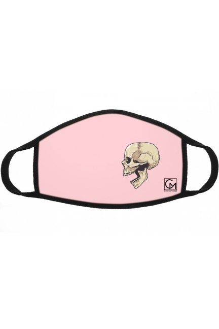 Maska bawełniana dla dzieci czaszka różowa