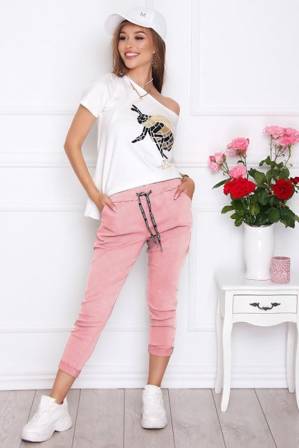 Spodnie damskie cygaretki różowe