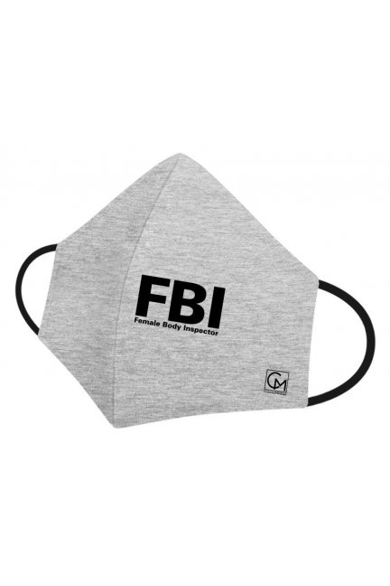 Maska bawełniana nadruk FBI szara