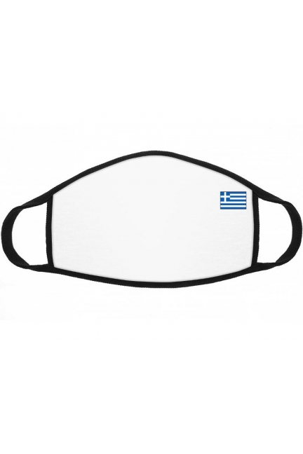 Maska sportowa nadruk flaga Grecji biała