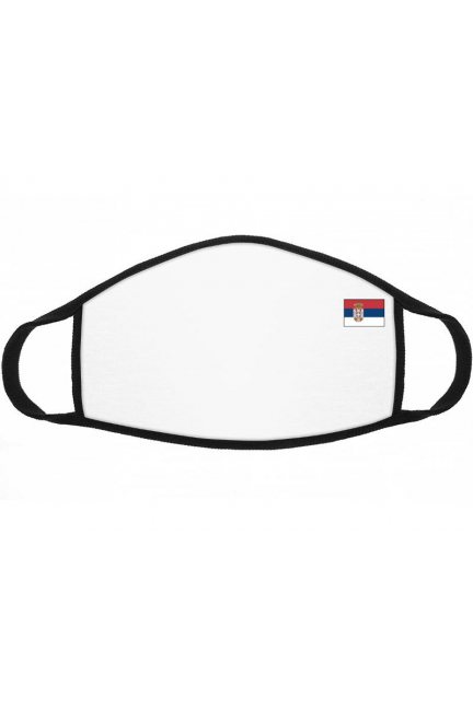 Maska sportowa nadruk flaga Serbii biała