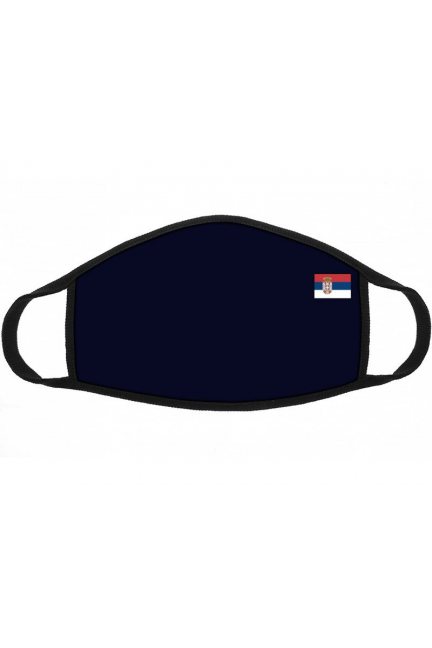 Maska sportowa nadruk flaga Serbii granatowa