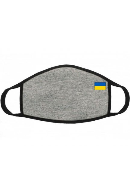 Maska bawełniana z flagą Ukrainy szara