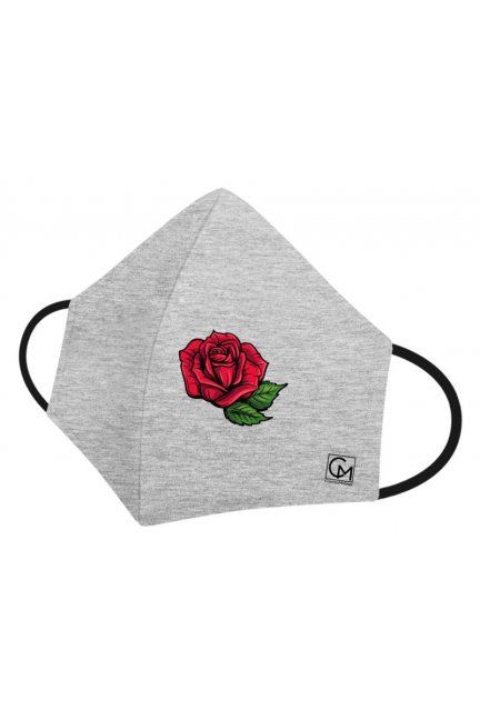 Maska ochronna dziecięca róża szara