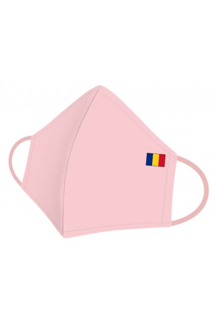 Maska wielorazowa z flagą Rumunii różowa