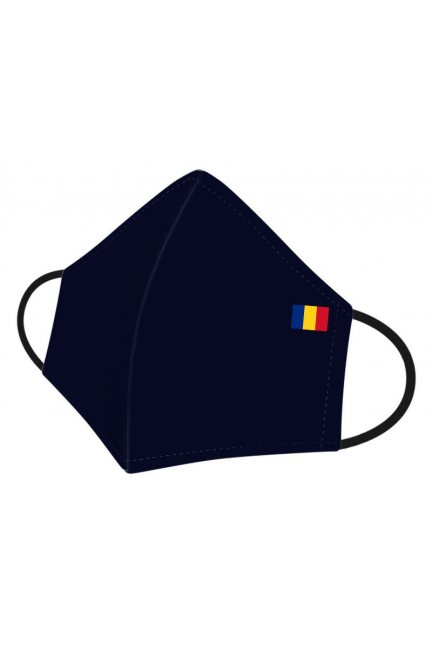 Maska wielorazowa z flagą Rumunii granatowa