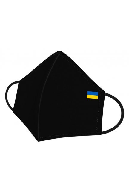 Maska wielorazowa z flagą Ukrainy czarna