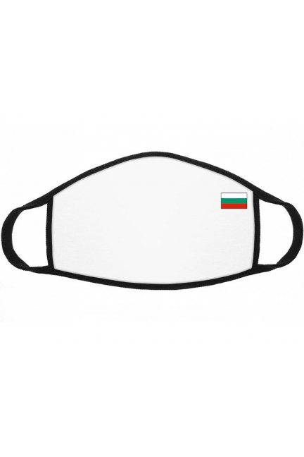 Maska bawełniana z flagą Bułgarii biała