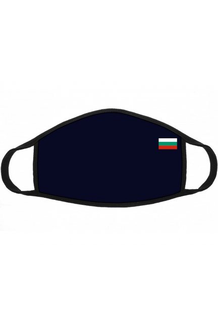 Maska bawełniana z flagą Bułgarii granatowa