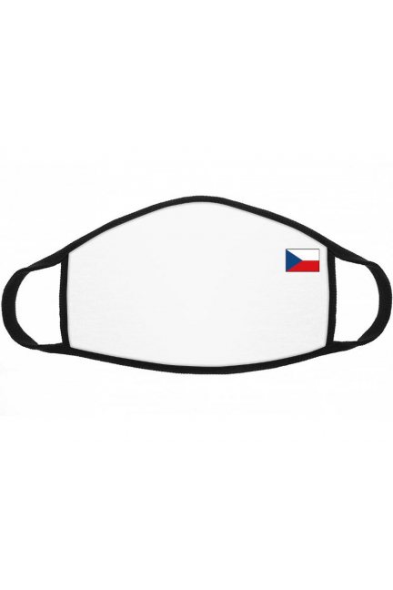 Maska bawełniana z flagą Czech biała