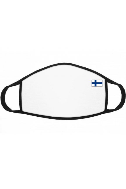 Maska bawełniana z flagą Finlandii biała
