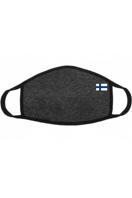 Maska bawełniana z flagą Finlandii grafitowa