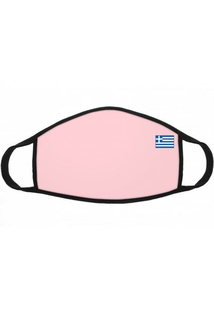Maska dziecięca nadruk flaga Grecji różowa