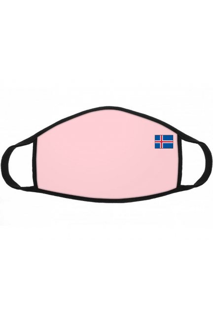 Maska bawełniana z flagą Islandii różowa
