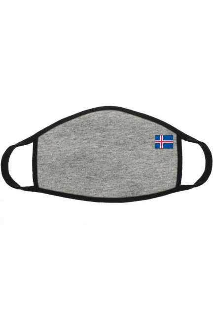 Maska bawełniana z flagą Islandii szara