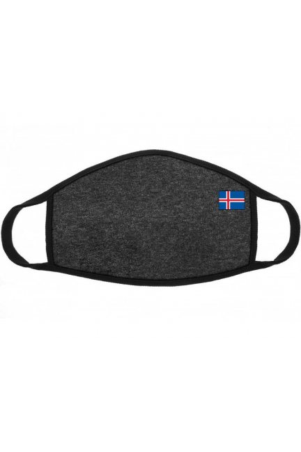 Maska bawełniana z flagą Islandii grafitowa