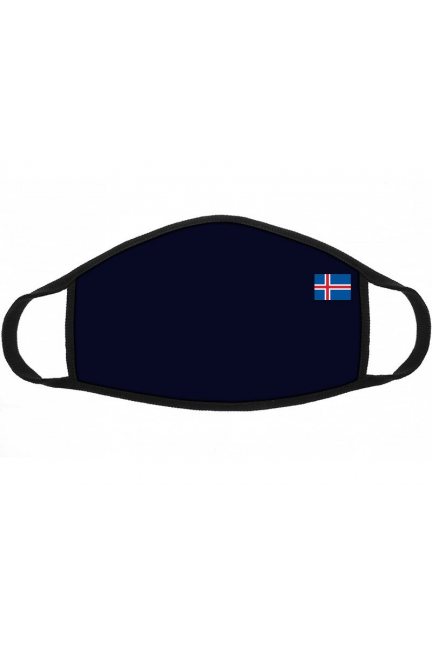 Maska bawełniana z flagą Islandii granatowa