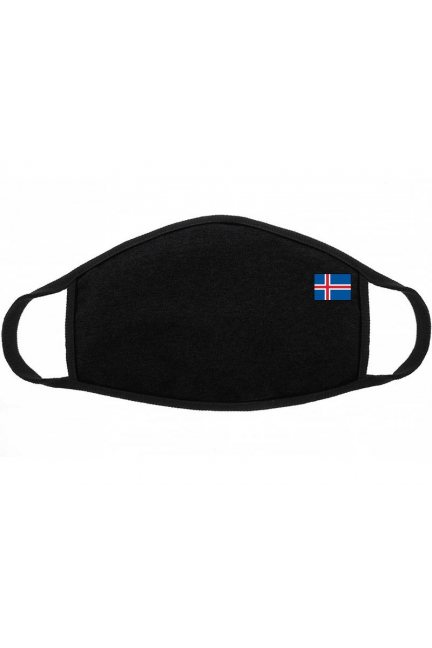 Maska bawełniana z flagą Islandii czarna