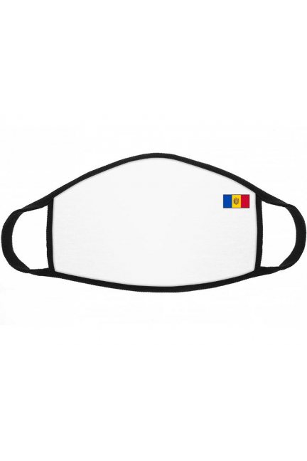 Maska bawełniana z flagą Mołdawii biała