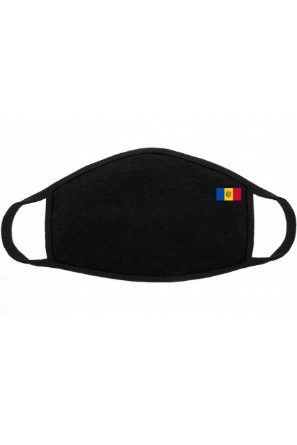 Maska bawełniana z flagą Mołdawii czarna