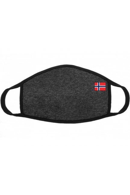Maska ochronna z flagą Norwegii grafitowa