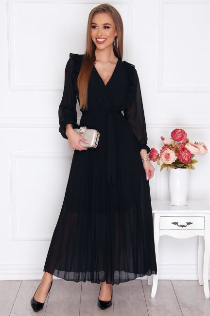 Sukienka damska maxi plisowana czarna