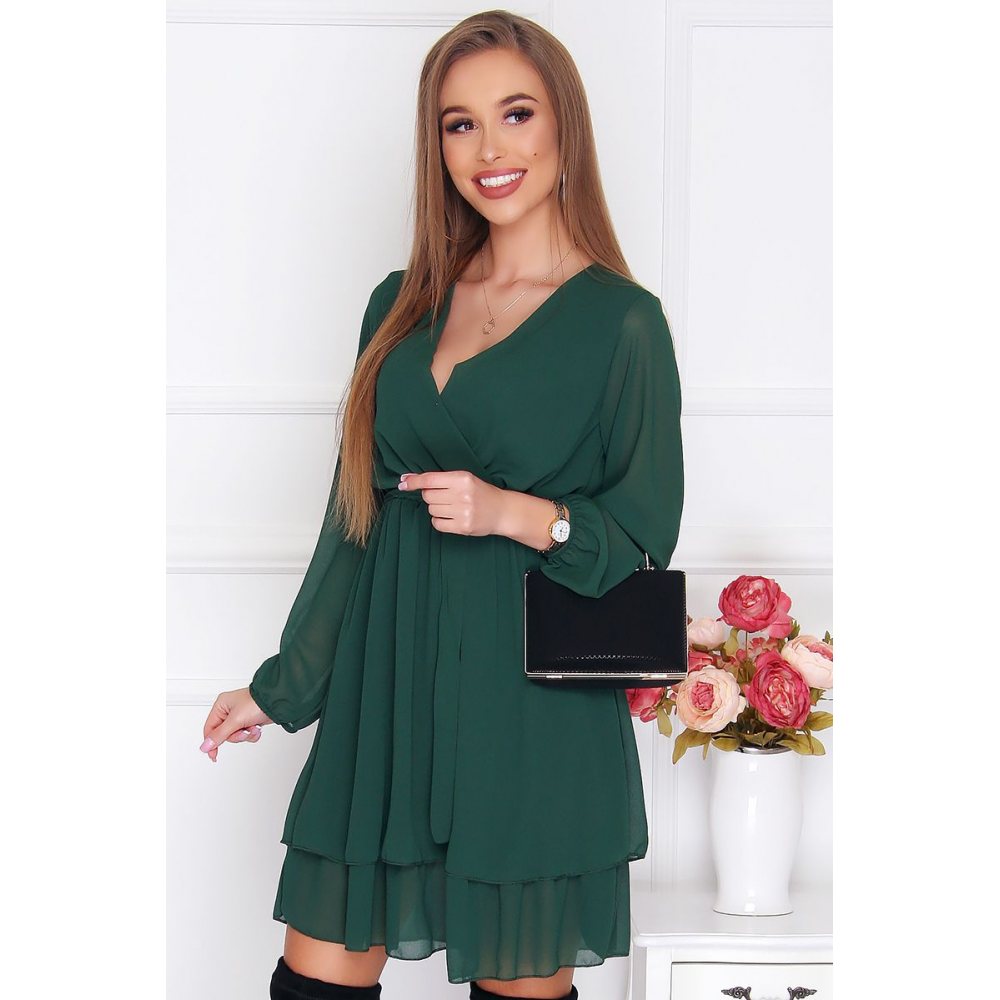 Sukienka wizytowa mini szyfon zielona