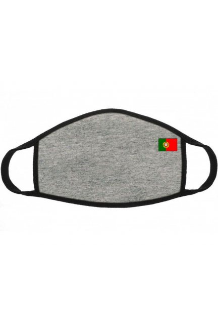 Maska bawełniana z flagą Portugalii szara