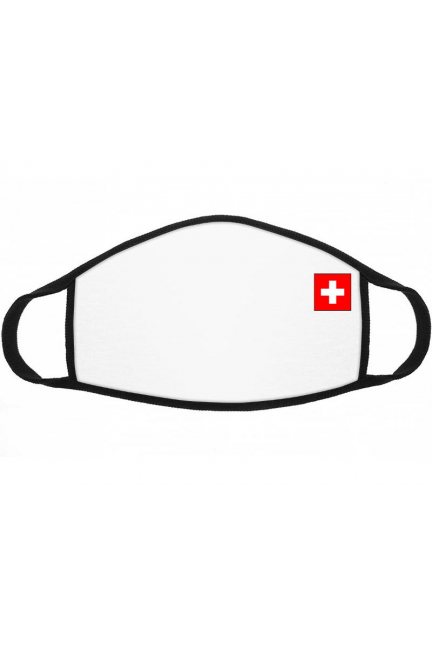 Maska wielorazowa z flagą Szwajcarii biała